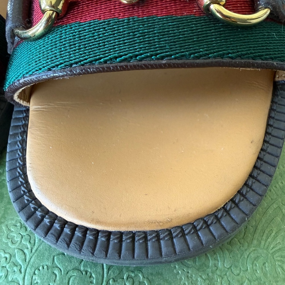 Kids Brown Leather Sandals with Green & Red Accent - Picture 6 of 10